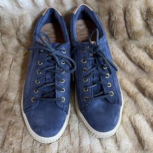 Sperry Top-Sider Blue Suede Sneakers with Gold Eyelets
